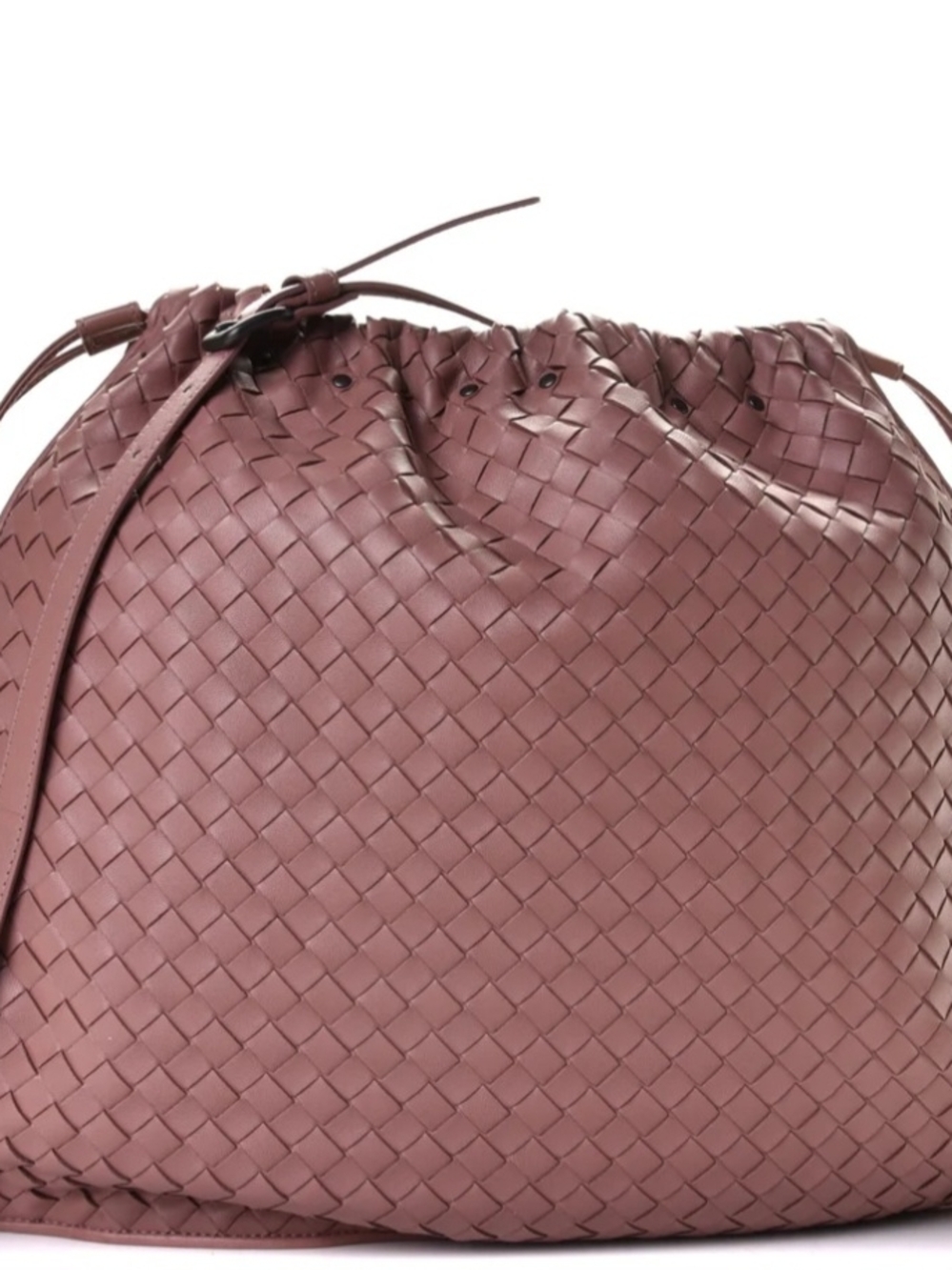 Bottega Veneta Nappa Intrecciato Medium Drawstring Tassel Tote in Dusty Rose